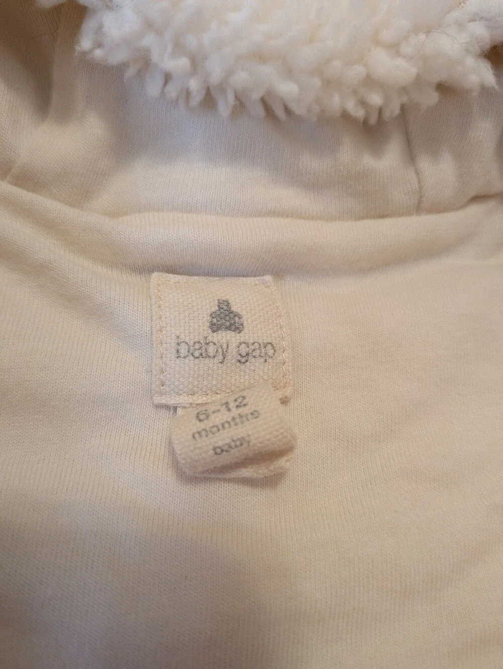 Baby Gap 6-12 Month Cozy Cream Sherpa Baby One-Piece with Hood And Ears